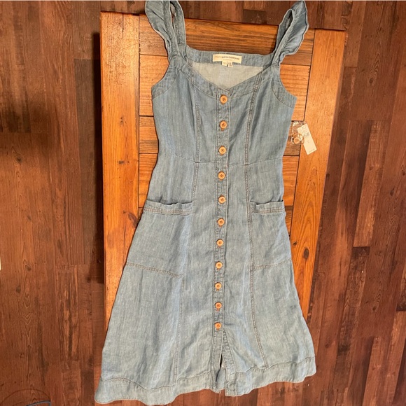 Anthropologie Dresses & Skirts - Anthropologie Pilcro NWT button up denim dress with ruffle sleeves 4